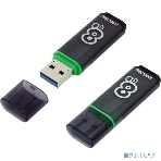 Флешка USB SmartBuy Glossy series Dark Grey (SB8GbGS-DG), 8Gb, USB 3.0, R/W 75/30, серый/зеленый, фото 1