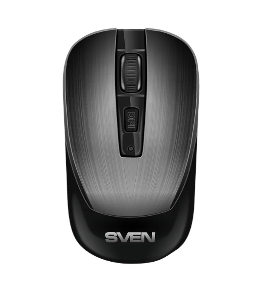 Мышь беспроводная SVEN RX-380W серый металлик, 1600 dpi, радиоканал, USB, кнопки - 4