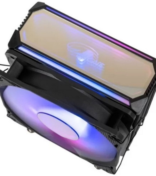 Кулер для процессора Eurocase 6PI120ARGb черный, 120 мм, алюминий/медь, 1800 об/мин, 36 дБ, 4 pin, 200 Вт, 157 мм