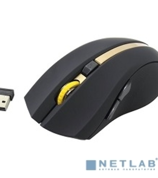 Мышь беспроводная Oklick 495MW черный/золотистый, 1600 dpi, радиоканал, USB, кнопки - 6