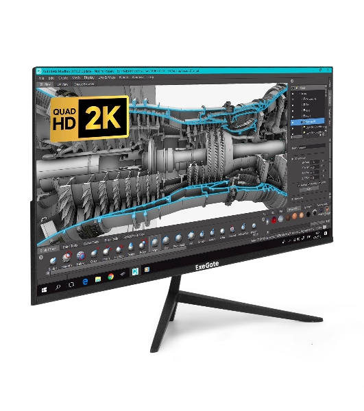 Монитор 27' ExeGate SmartView ES2707CA IPS 2560x1440, 75 Гц, 1 мс, 16:9, 300 кд/м2, 1xHDMI, 1хDP, 1x3.5 мм, черный