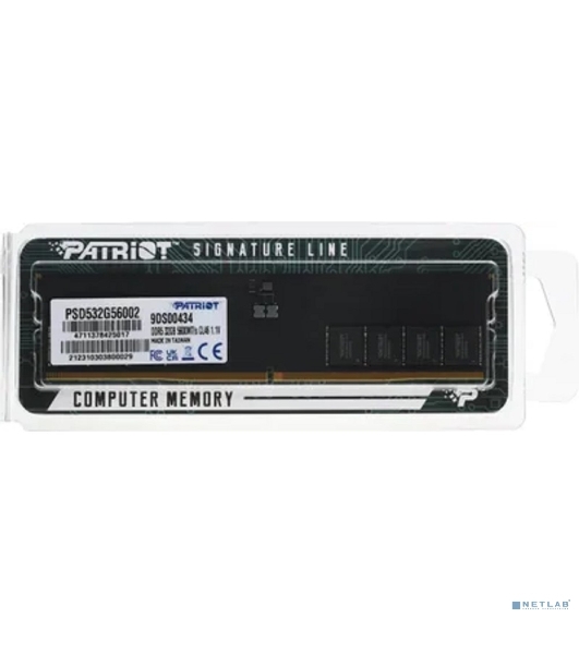 Оперативная память Patriot Signature, DDR5, 32GB (1x32 GB), 5600 MHz, CL46, DIMM