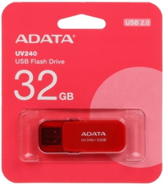Флешка USB ADATA UV240 (AUV240-32G-RRD), 32Gb, USB 2.0, R/W 15/5, красный