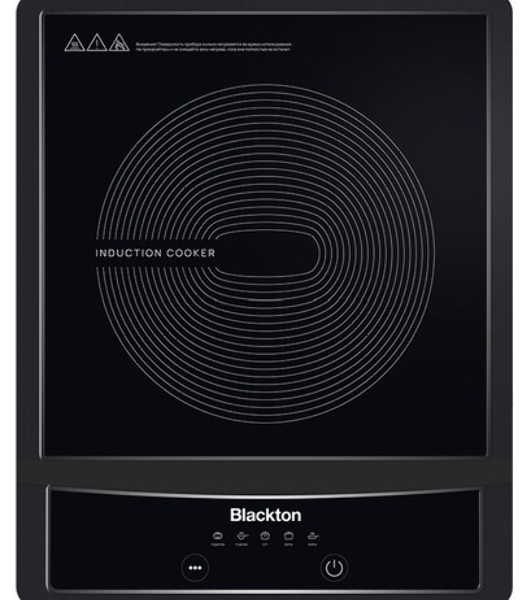 Плита настольная электрическая Blackton Bt IC132C Black, индукционная, 2000 Вт, тип управления: электронное, количество автоматических программ: 5, размер варочной поверхности: 190 мм, материал корпуса: пластик, керамика, автоотключение при снятии посуды, максимальный вес: 15 кг, нескользящие ножки, длина шнура: 1.2 м'