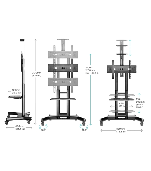 Мобильная стойка ONKRON TS1551 черный