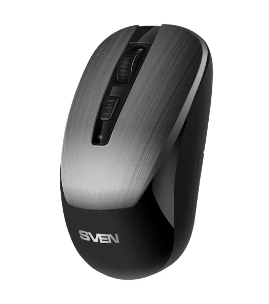 Мышь беспроводная SVEN RX-380W серый металлик, 1600 dpi, радиоканал, USB, кнопки - 4
