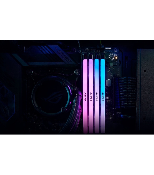 Оперативная память Kingston Fury Renegade, DDR5, 32Gb (1x32Gb), 6400MHz, CL32, DIMM, радиатор, RGB, серебристый/черный