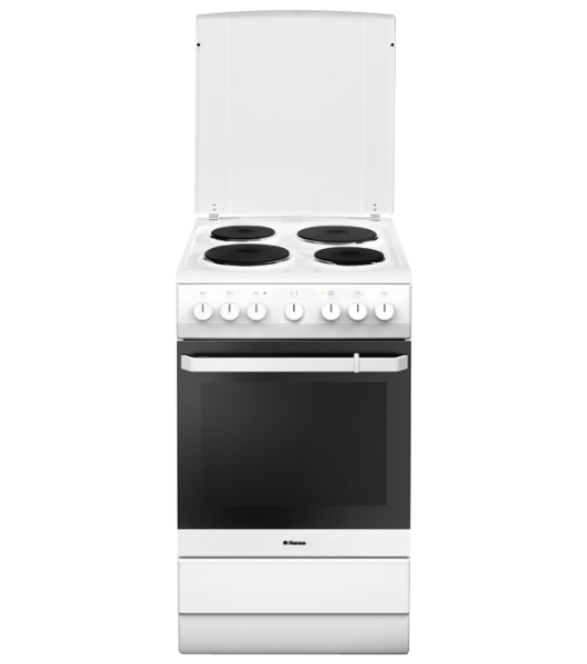 Плита электрическая Hansa FCEW54120 белый, конфорок 4 шт, духовка 62 л, 50 см x 85 см x 60 см