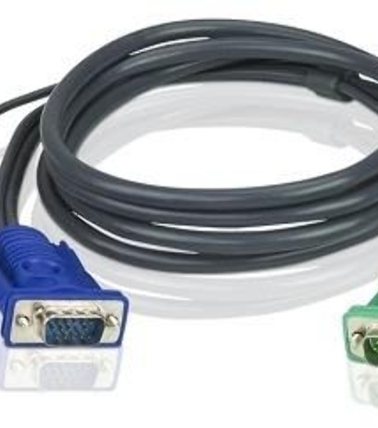 Шнур, мон+клав+мышь USB ATEN, SPHD15=>HD DB15+USB A-Тип, Male-2xMale, 8+4 проводов, опрессованный, 3 метр., черный, (2L-5203U)