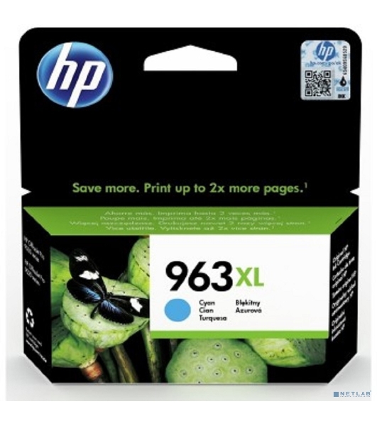 Картридж струйный HP 963XL 3JA27AE голубой увеличенной емкости (1600 стр) для HP OfficeJet Pro 9010, 9013, 9020, 9023