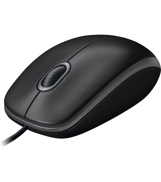 Мышь проводная Logitech B100 черный, 1000 dpi, USB, кнопки - 3