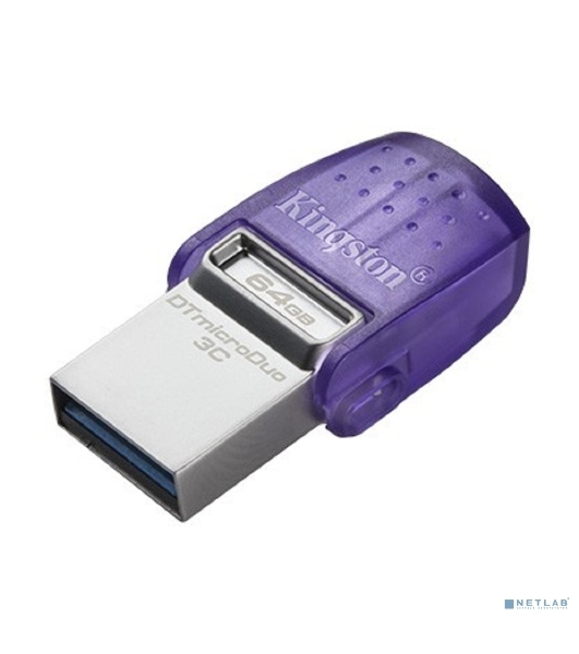 Флешка USB Kingston DataTraveler microDuo 3C (DTDUO3CG3/256GB), 256Gb, USB 3.2 Gen 1/Type-C, R/W 200/15, фиолетовый