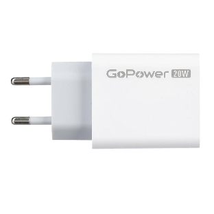Сетевое зарядное устройство GOPOWER 1USB+1TYPE-C 20W QC3.0 00-00028401 WHITE