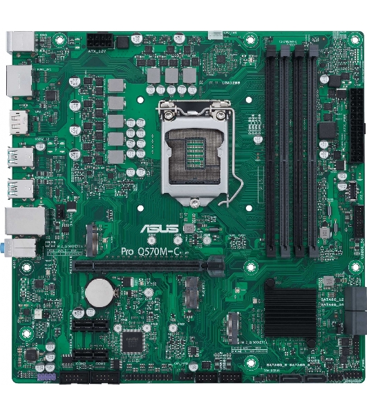Материнская плата ASUS Pro Q570M-C/CSM, LGA1200, Intel Q570, 4xDDR4, 6xSATA, 2xM.2, 1xPCIe 4.0/3.0 x16, 2xPCIe 3.0 x1, 2xDisplayPort, 1xHDMI, 1x 1Gb LAN, 4xUSB 3.2 Gen 2 (Type-A), 2xUSB 2.0 (Type-A), 3x3.5 мм, 7.1, mATX