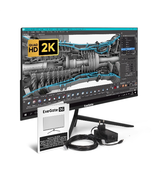 Монитор 27' ExeGate SmartView ES2707CA IPS 2560x1440, 75 Гц, 1 мс, 16:9, 300 кд/м2, 1xHDMI, 1хDP, 1x3.5 мм, черный