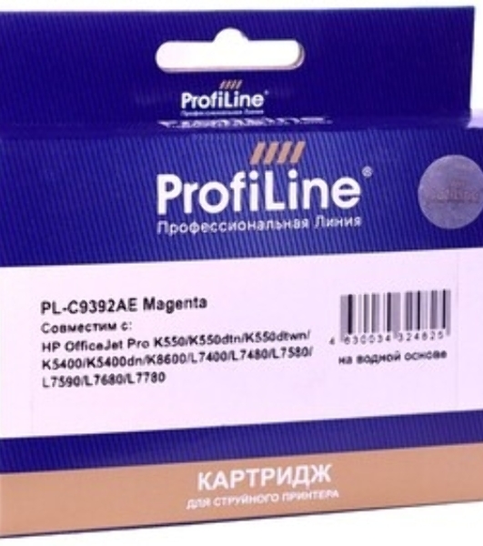 Картридж струйный ProfiLine PL-C9392AE №88 для принтеров HP Office jet HP Office jet K550/K550 dtn/K550dtwn/K5400/K5400dn/K8600/L7380/L7590 Magenta водные