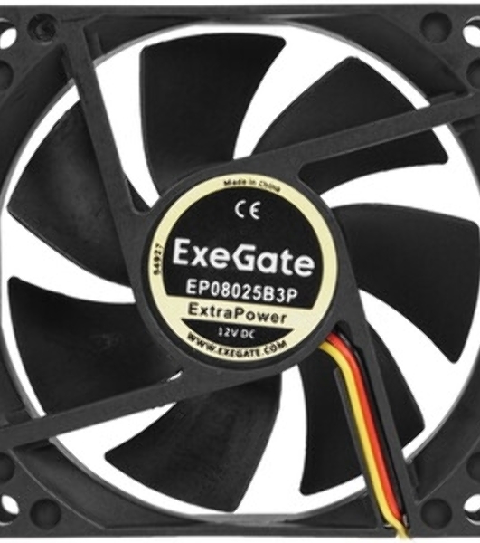 Вентилятор для корпуса ExeGate EX08025B3P-24 черный, 80 мм, 2900 об/мин, 30.6 дБ, 3 pin