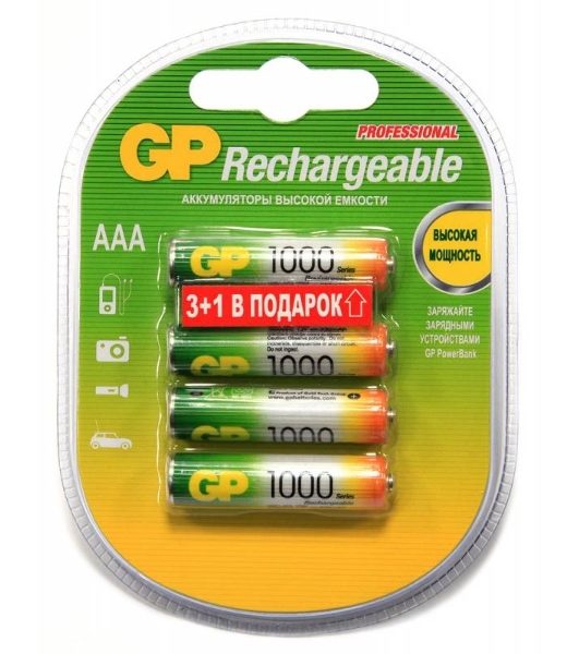 Аккумулятор GP 100AAAHC3/1-2CR4 AAA 1000mAh (3шт +1 шт. в уп-ке)