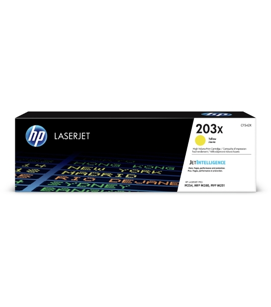 Картридж лазерный HP CF542X (HP 203X) желтый для HP LaserJet M254/M280/M281 2500 страниц.