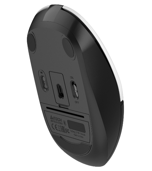 Мышь беспроводная A4Tech Fstyler FB12 белый/черный, 1200 dpi, радиоканал, Bluetooth, USB, кнопки - 3