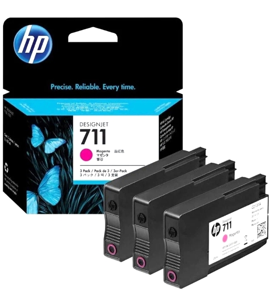 Картридж струйный HP №711 CZ135A пурпурный x3уп. для HP DJ T120/T520