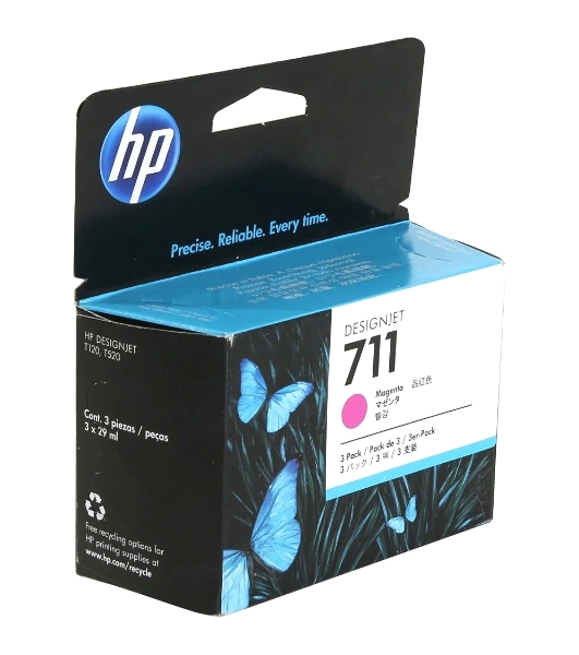 Картридж струйный HP №711 CZ135A пурпурный x3уп. для HP DJ T120/T520
