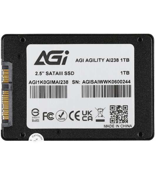 Накопитель SSD AGI AI238, 1Tb, SATA III, 2.5', R/W 558/504