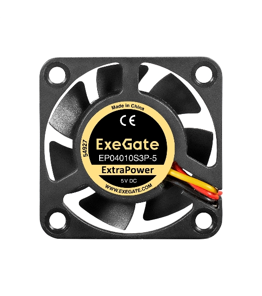Вентилятор для корпуса ExeGate ExtraPower EP04010S3P-5 черный, 40 мм, 7500 об/мин, 35 дБ, 3 pin