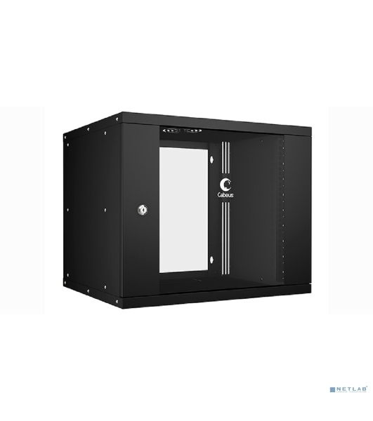 Шкаф телекоммуникационный настенный Cabeus Light, 19', 9U, 450х550х450 мм (ВхШхГ), дверь: стекло, разборный, чёрный
