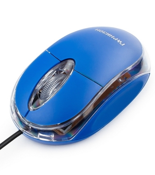 Мышь проводная Гарнизон GM-100B синий, 1000 dpi, USB, кнопки - 3