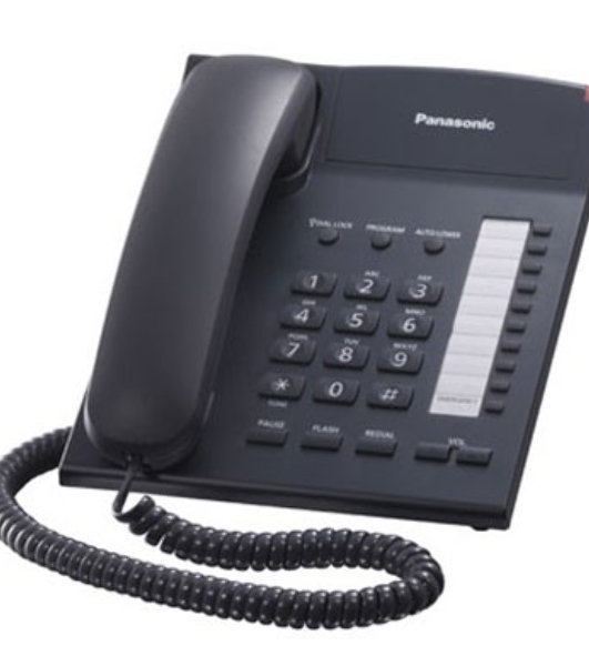 Телефон проводной Panasonic KX-TS2382RUB черный индикатор вызова,повторный набор последнего номера,4 уровня громкости звонка