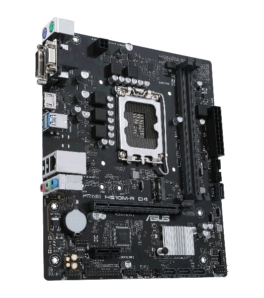 Материнская плата ASUS PRIME H610M-R D4-SI, LGA 1700, Intel H610, 2xDDR4, 4xSATA, 1xM.2 PCIe 3.0 x4, 1xPCIe 4.0 x16, 1xPCIe x1, 1xHDMI, 1xDVI, 1xVGA, 2xUSB-A 2.0, 2xUSB-A 3.2 Gen 1, 1x 1Gb LAN, 3x3.5 мм, 7.1, mATX