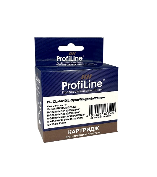Картридж струйный ProfiLine PL-CL-441XL для принтеров Canon PIXMA MG2140/MG2240/MG3140/MG3240/MG3540/MG3640/MG4140/MG4240/MX374/MX394/MX434/MX454/MX474/MX514/MX524/MX534 с чернилами Cyan/Magenta/Yellow