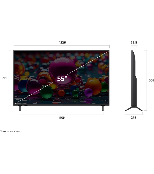 Телевизор LG 55' 55UA75009LA черный Direct LED 4K UHD 60Hz Smart TV WebOS 1.5GB/8GB