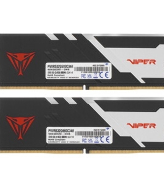 Оперативная память Patriot Viper Venom, DDR5, 32GB (2x16GB), 5600MHz, CL36, DIMM, с радиаторами, RGB, черный
