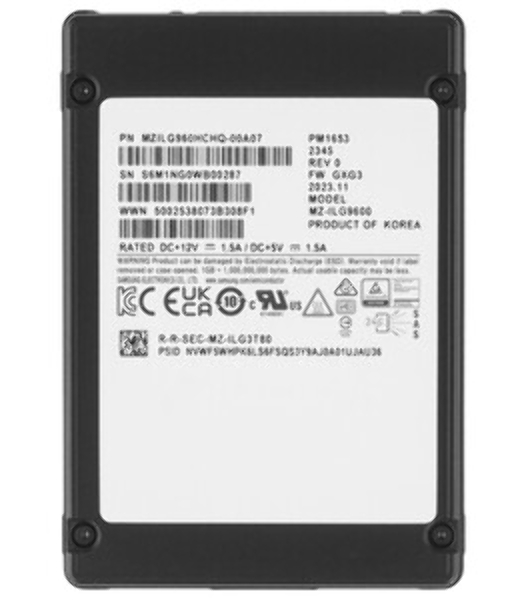 Накопитель SSD Samsung PM1653, 3.84Tb, SAS 4.0, 2.5', R/W 4200/3700