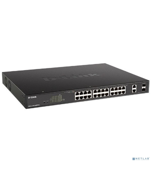 Коммутатор D-Link DGS-1100-26MPPV2/A3A, 24×1 Гбит/с + 2×1 Гбит/с SFP, настраиваемый