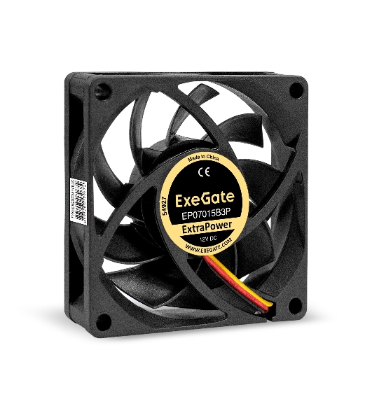 Вентилятор для корпуса ExeGate ExtraPower EP07015B3P черный, 70 мм, 3100 об/мин, 28 дБ, 3 pin