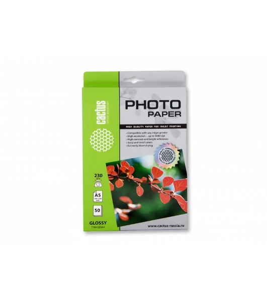 Фотобумага Cactus CS-GA523050 A5/230г/м2/50л. глянцевая для струйной печати