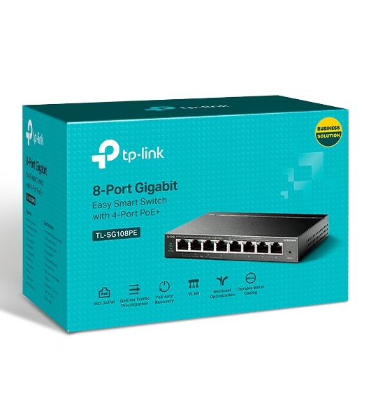 Коммутатор TP-Link SMB TL-SG108PE Easy Smart гигабитный 8-портовый коммутатор с 4 портами PoE
