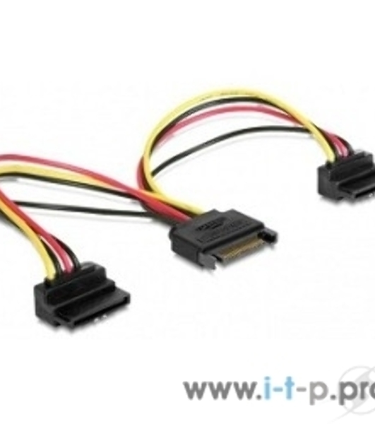Кабель Gembird/Cablexpert питания SATA, 15 см, 15pin (M)/2x15pin(F) на 2 SATA устройства, угловой разъем