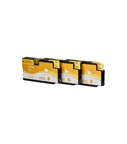 Набор струйных картриджей Sakura CZ136A (№711 Yellow 3-pack) для HP, желтый, 26 мл. (3шт)