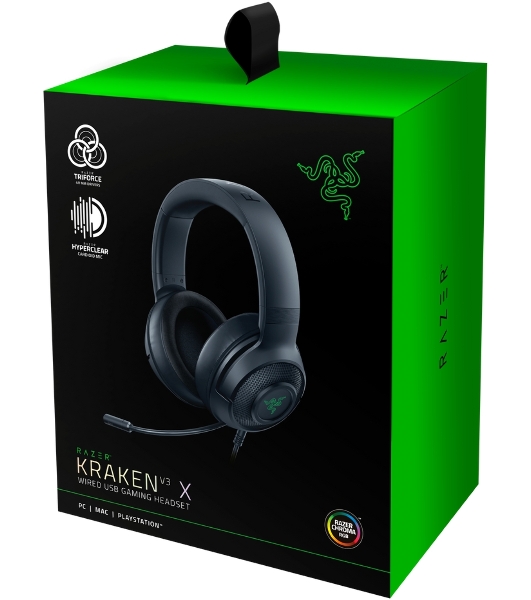 Гарнитура Razer Kraken V3 X чёрный, проводная, USB