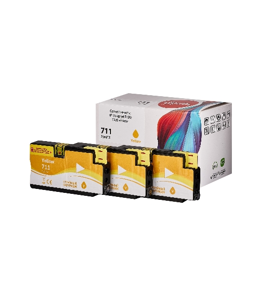 Набор струйных картриджей Sakura CZ136A (№711 Yellow 3-pack) для HP, желтый, 26 мл. (3шт)