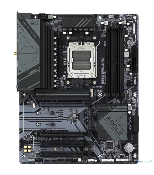Материнская плата GIGABYTE B650 EAGLE AX (V1.1), AM5, AMD B650, 4xDDR5, 4xSATA, 3xM.2, 1xPCI-E 4.0 x16, 3xPCI-E 3.0 x1, 1xHDMI, 1xDP, 1x 1Gb LAN, 2xUSB 3.2 Gen 2, 1xUSB 3.2 Gen 1, 6xUSB 2.0, 3x3.5 мм, 7.1, Standard-ATX
