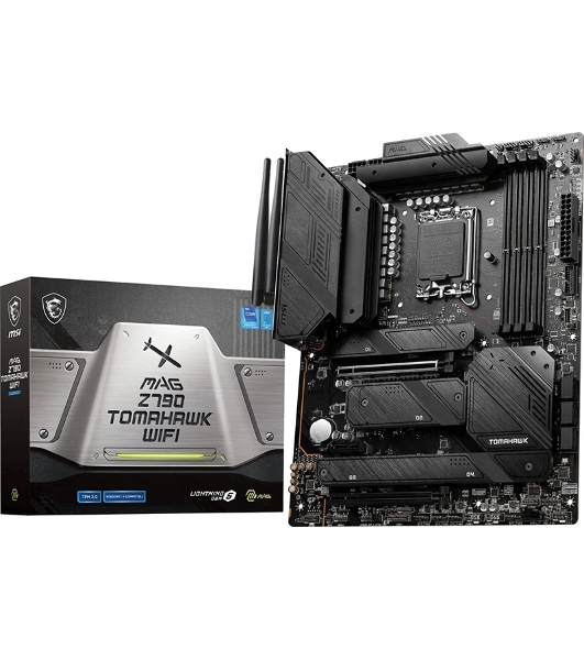 Материнская плата MSI MAG Z790 TOMAHAWK WIFI, LGA 1700, Intel Z790, 4xDDR5, 7xSATA, 4xM.2, 1xPCIe 4.0 x4, 1xPCIe 5.0 x16, 1xHDMI, 1xDP, 1x2.5Gb LAN, 4xUSB-A 3.2 Gen 1, 4xUSB-A 3.2 Gen 2, 1xUSB-C 3.2 Gen 2, 1xUSB-C 3.2 Gen 2x2, 5x3.5 мм, 7.1, Standard-ATX