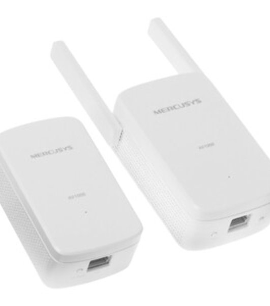 Комплект гигабитных Wi-Fi адаптеров Mercusys Powerline AV1000 Powerline kit with 300Mbps Wi-Fi, plug and play, up to 300 meters over an existing electrical circuit, the kit includes a MP510 and a MP500.