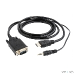Кабель HDMI->VGA Cablexpert A-HDMI-VGA-03-6, 19M/15M + 3.5Jack, медь, позол.разъемы, 1.8м, черный, пакет, фото6