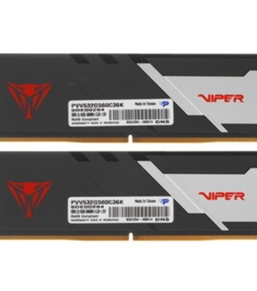 Оперативная память Patriot Viper Venom, DDR5, 32Gb (2x16Gb), 6400MHz, CL32, DIMM, с радиаторами, RGb, черный