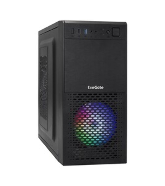 Компьютерный корпус Minitower ExeGate mEVO-7807-XP400 (mATX, БП XP400 с вент. 12см, 1*USB+1*USB 3.0, черный, 1 вент. 12см с RGb подсветкой)